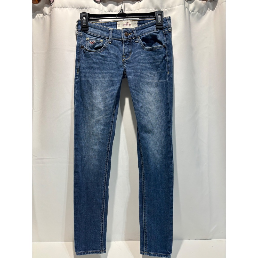 VTG Hollister Skinny Jeans Womens 0S Blue Low Rise Stretch Denim y2k 24X29